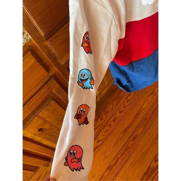 Pacman Pullover Hoodie Jacket Mens M Multicolor White Fleece Lined Colorblock - Picture 5 of 6